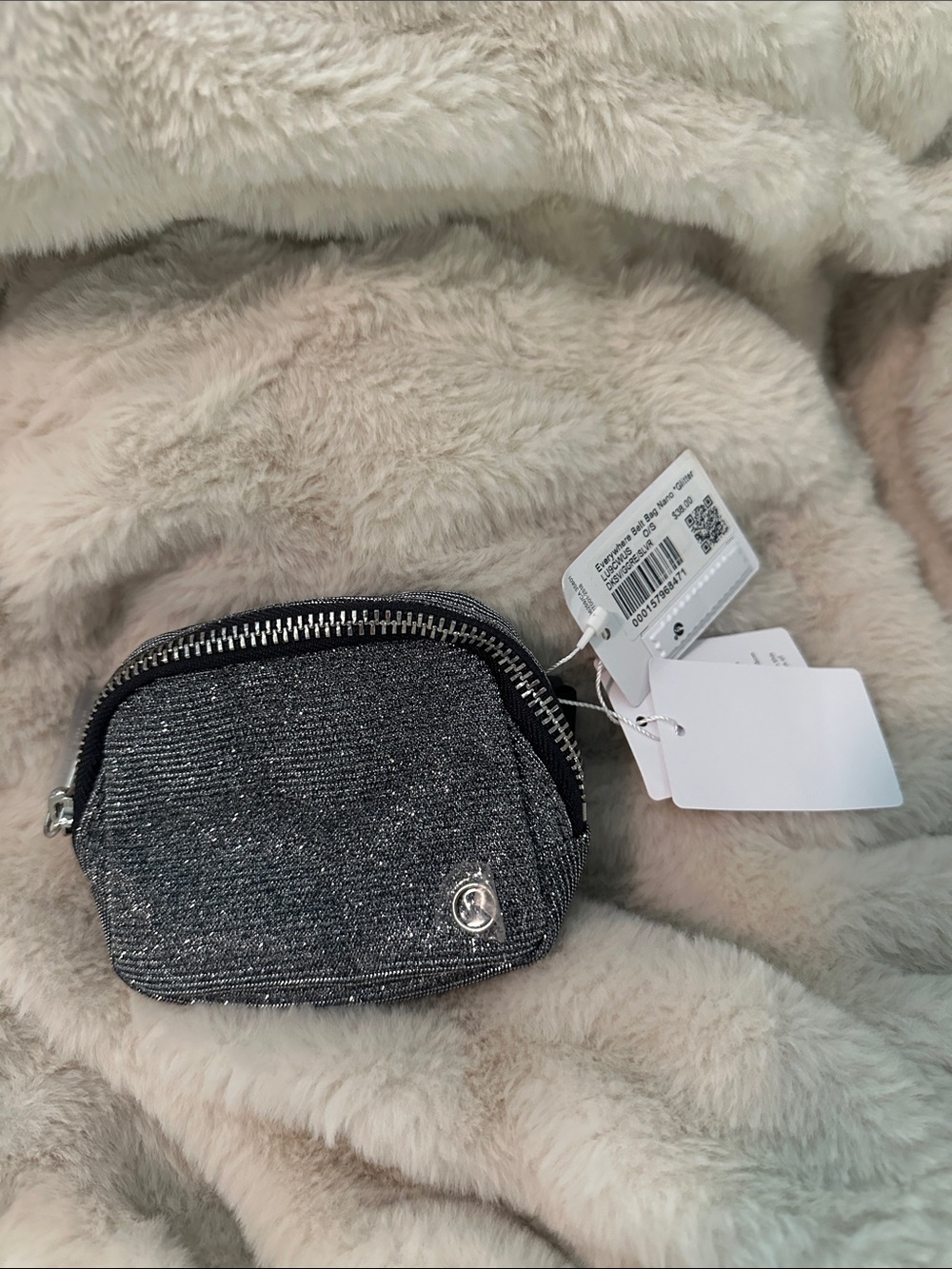 Lululemon Everywhere Belt Bag Nano Sparkle Mini Coin Purse - Silver Glitter